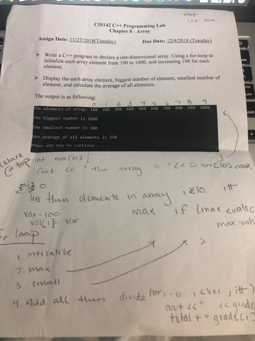 Solved write a c++ program to declare a one dimensional | Chegg.com