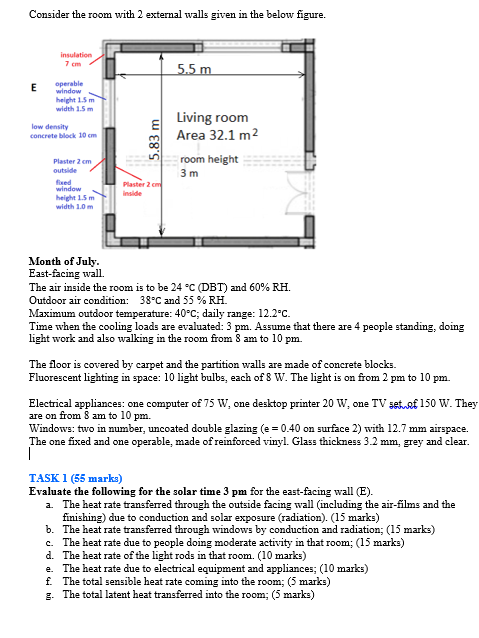 Solved Consider the room with 2 external walls given in the | Chegg.com