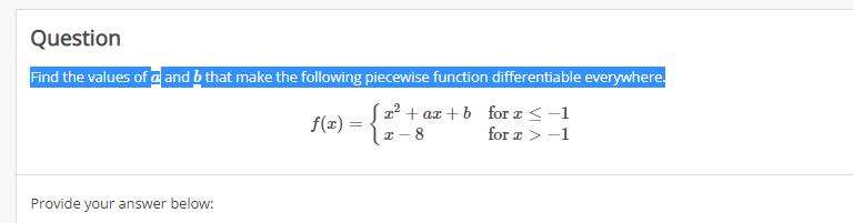 Solved And B That Make The Following Piecewise Function | Chegg.com