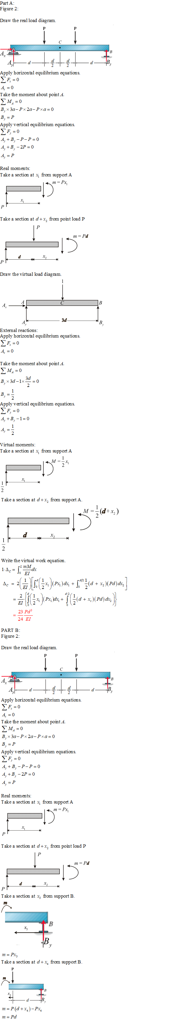Part A: Figure 2: Draw the real load diagram. 4 249 FdB Apply horizontal equilibrium equations. F = 0 Ä„=0 Take the moment abo