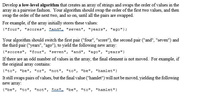 Solved Develop a low-level algorithm that creates an array | Chegg.com