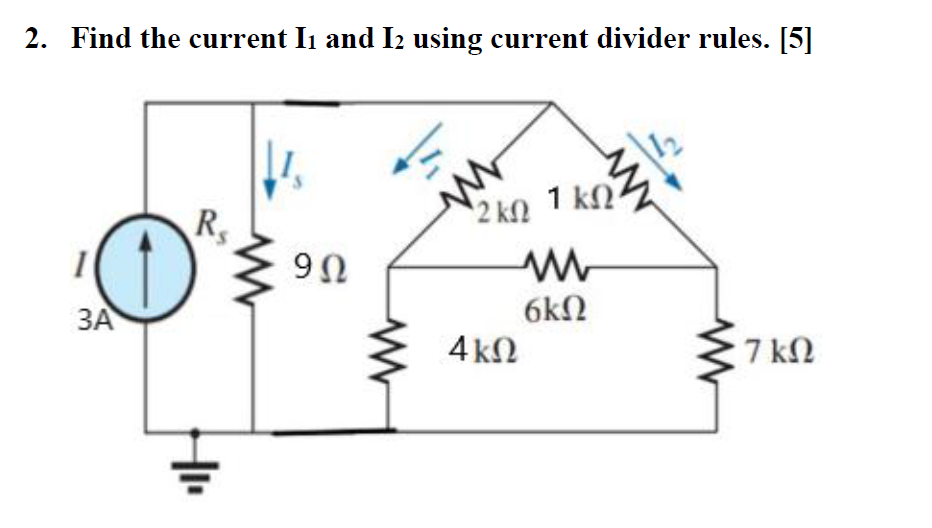 Solved 2. Find the current II and I using current divider | Chegg.com
