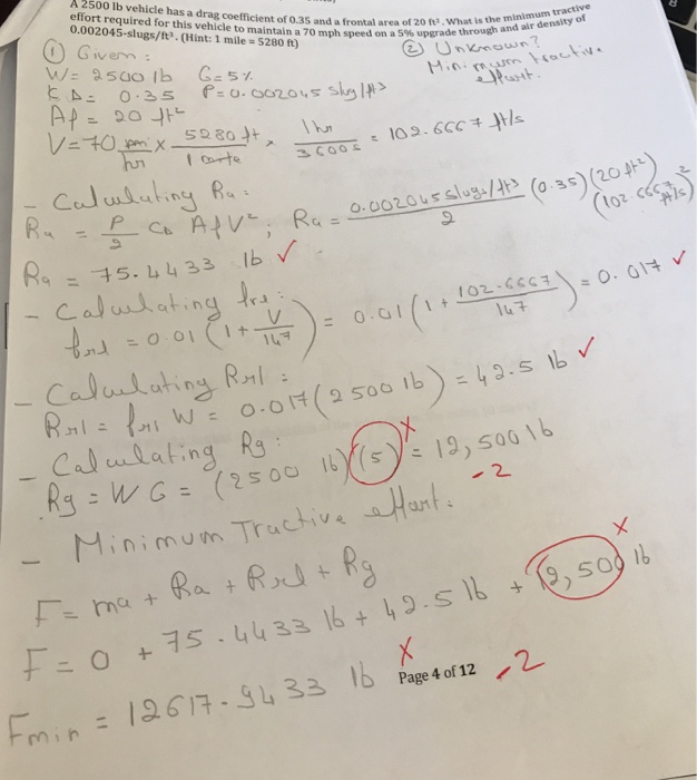 Solved A2500 lb vehicle has a drag coefficient of 0.35 and