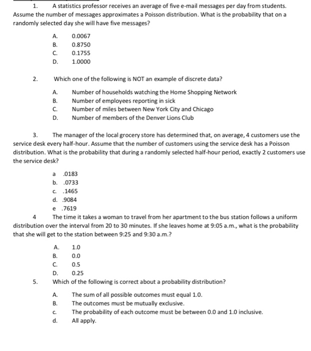 solved-1-a-statistics-professor-receives-an-average-of-five-chegg