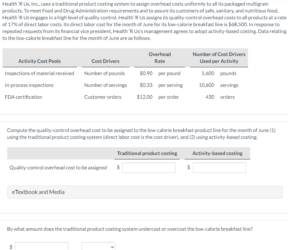 Solved Health R Us Inc uses a traditional product Chegg com