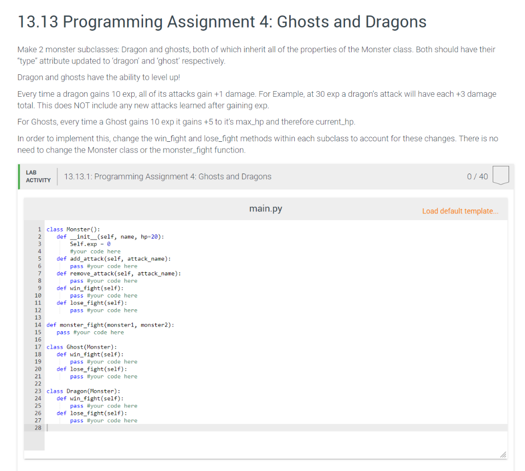 Solved 13 13 Programming Assignment 4 Ghosts And Dragons