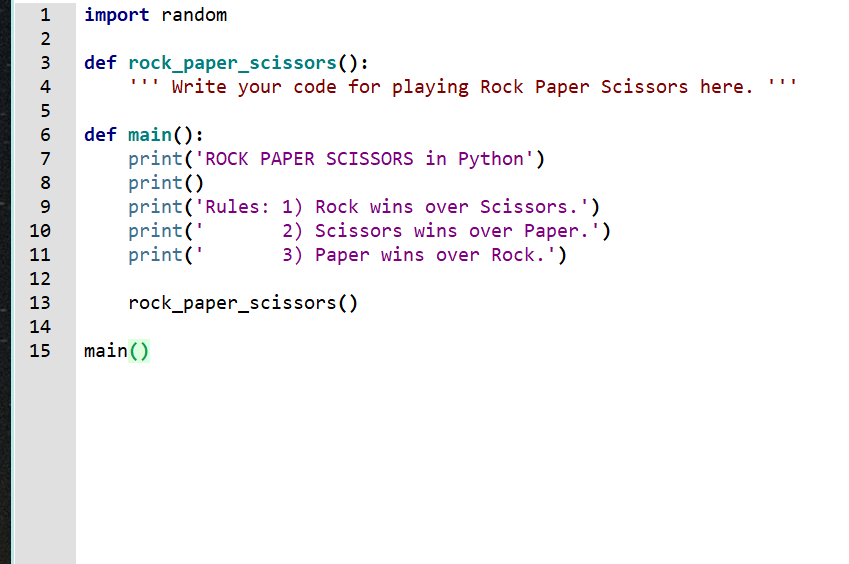 Solved 1 Rock Paper Scissors Write a Python program stored Chegg com