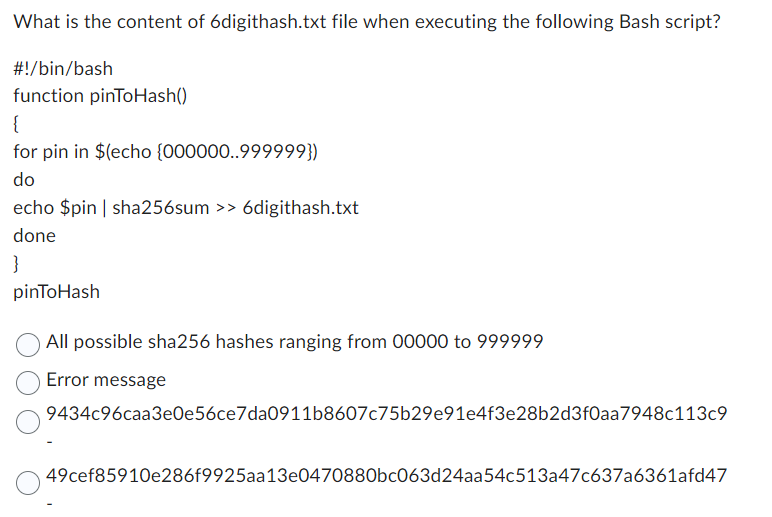Solved What is the content of 6digithash.txt file when