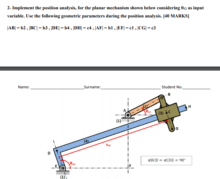 Solved 2- Implement the position analysis, for the planar | Chegg.com