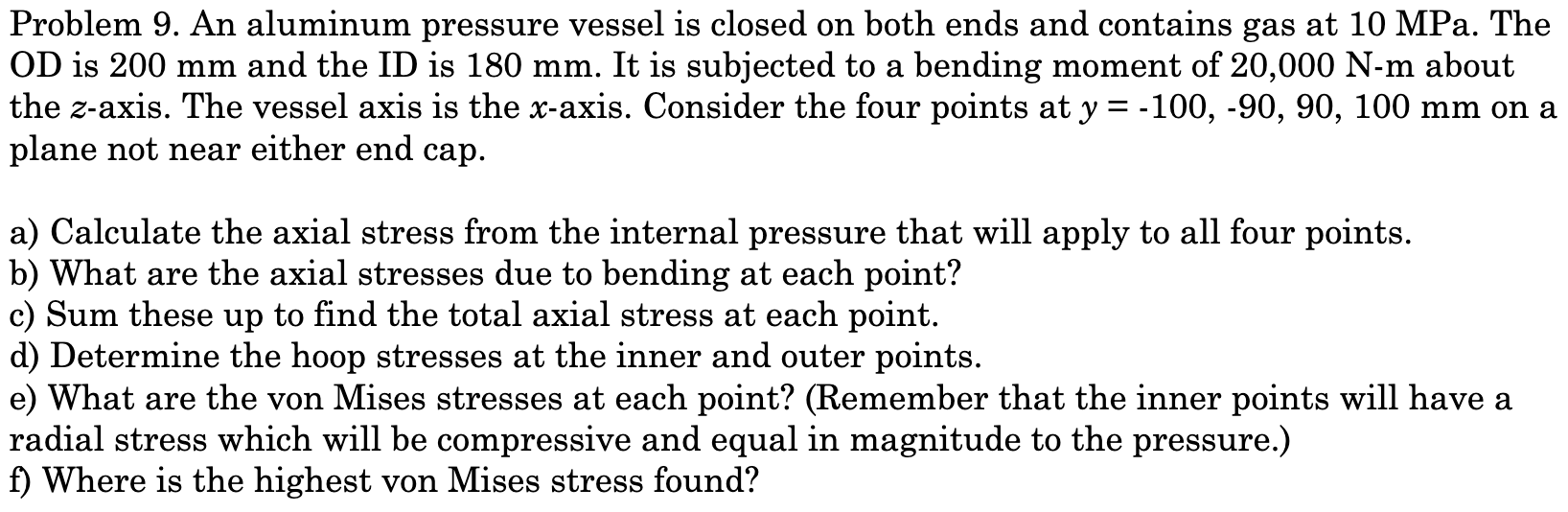 Solved Problem 9. An aluminum pressure vessel is closed on | Chegg.com