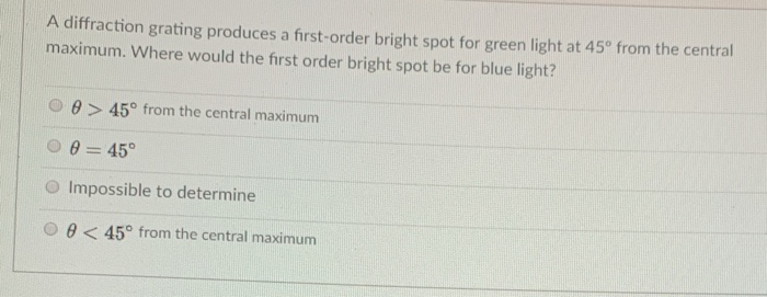Solved A diffraction grating produces a first-order bright | Chegg.com