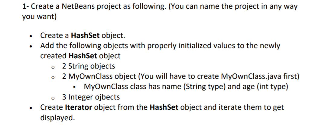 Solved 1- Create a NetBeans project as following. (You can | Chegg.com