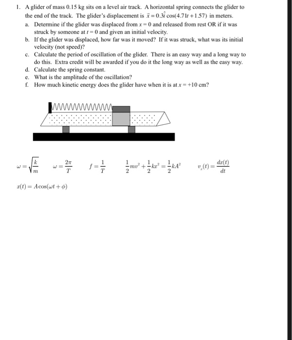 Solved 1 A Glider Of Mass 015 Kg Sits On A Level Air 8799