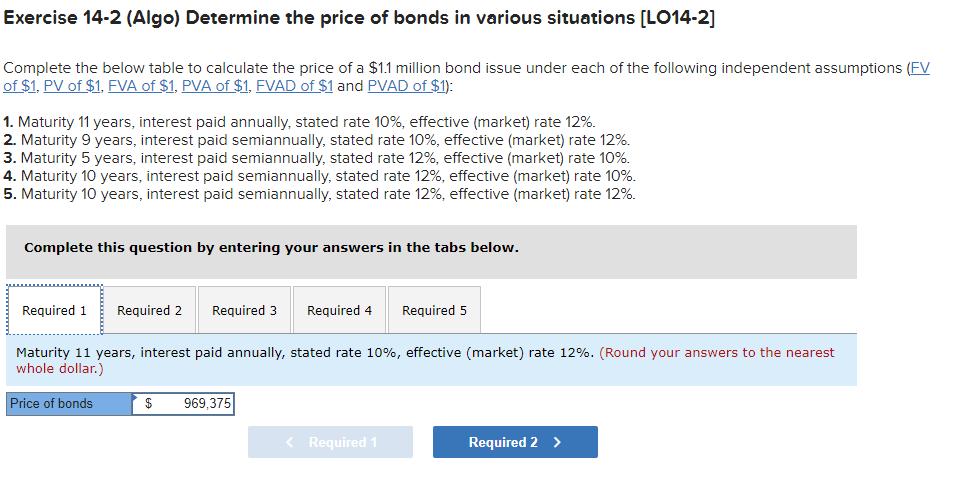 Solved Exercise 14-2 (Algo) Determine The Price Of Bonds In | Chegg.com