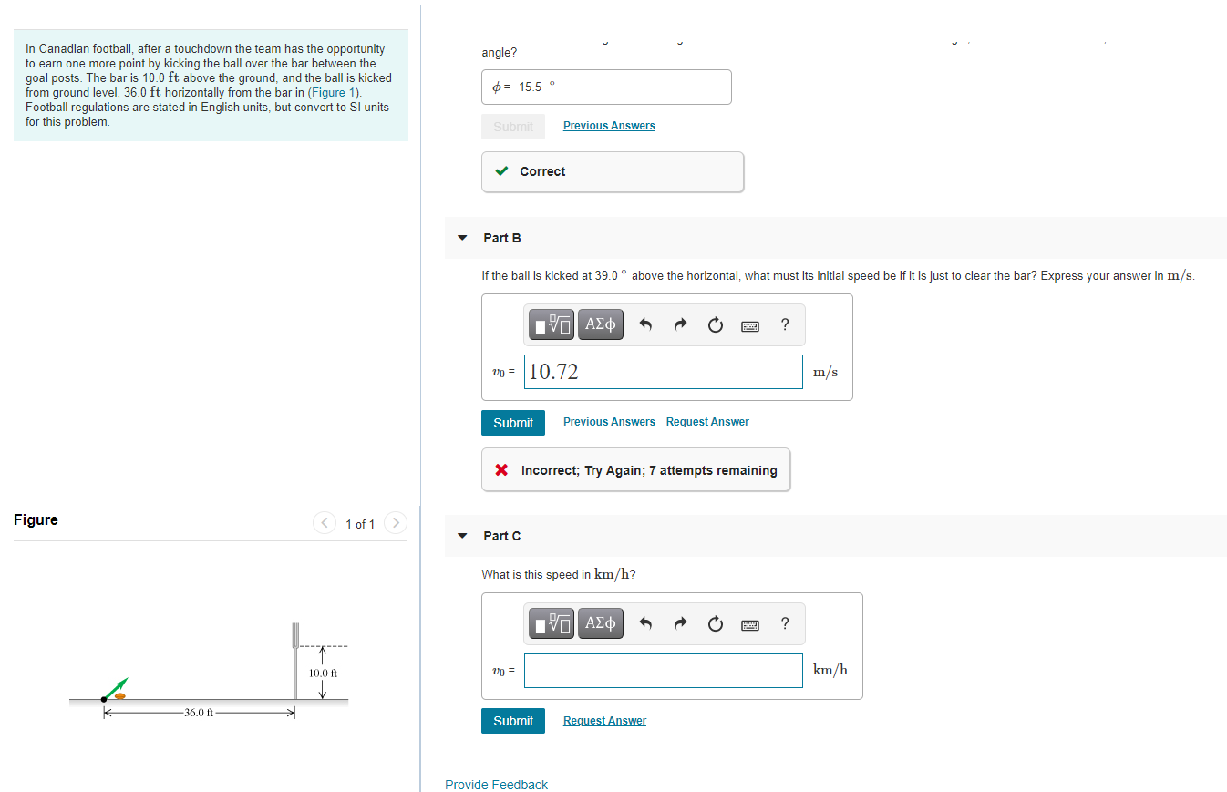 Solved angle? In Canadian football, after a touchdown the