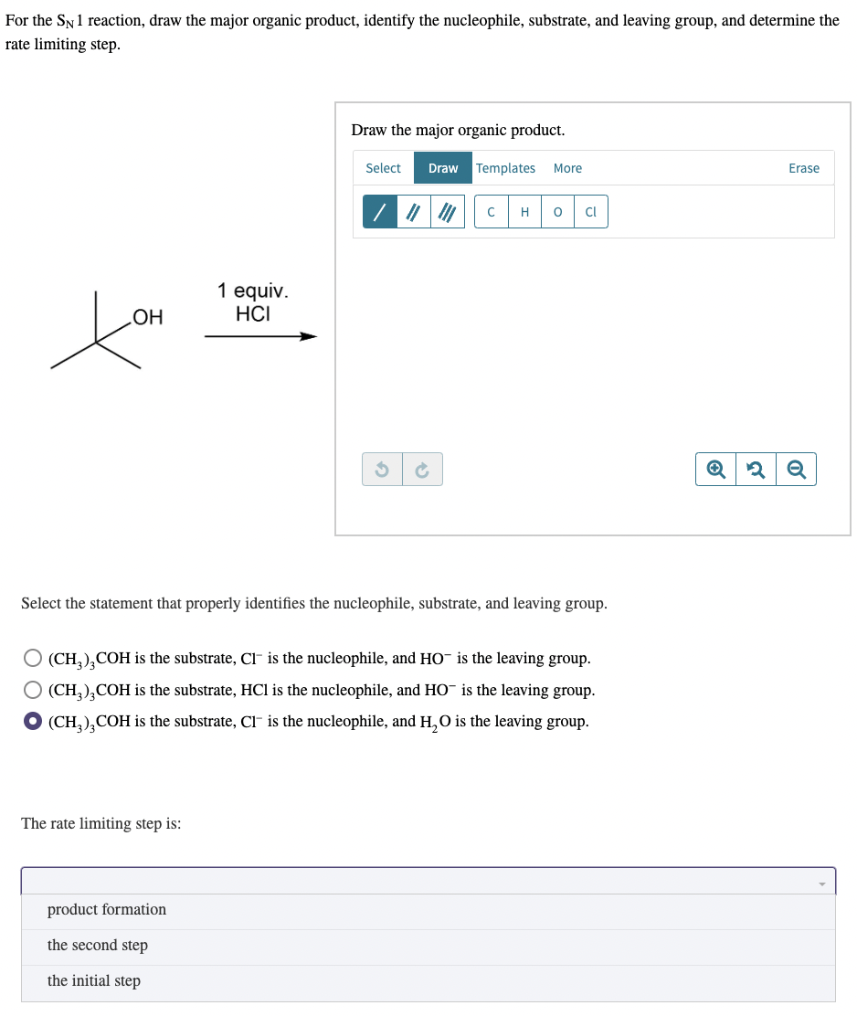 Solved For the SN1 reaction, draw the major organic product,