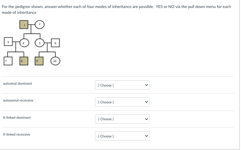 Solved For the pedigree shown, answer whether each of four | Chegg.com