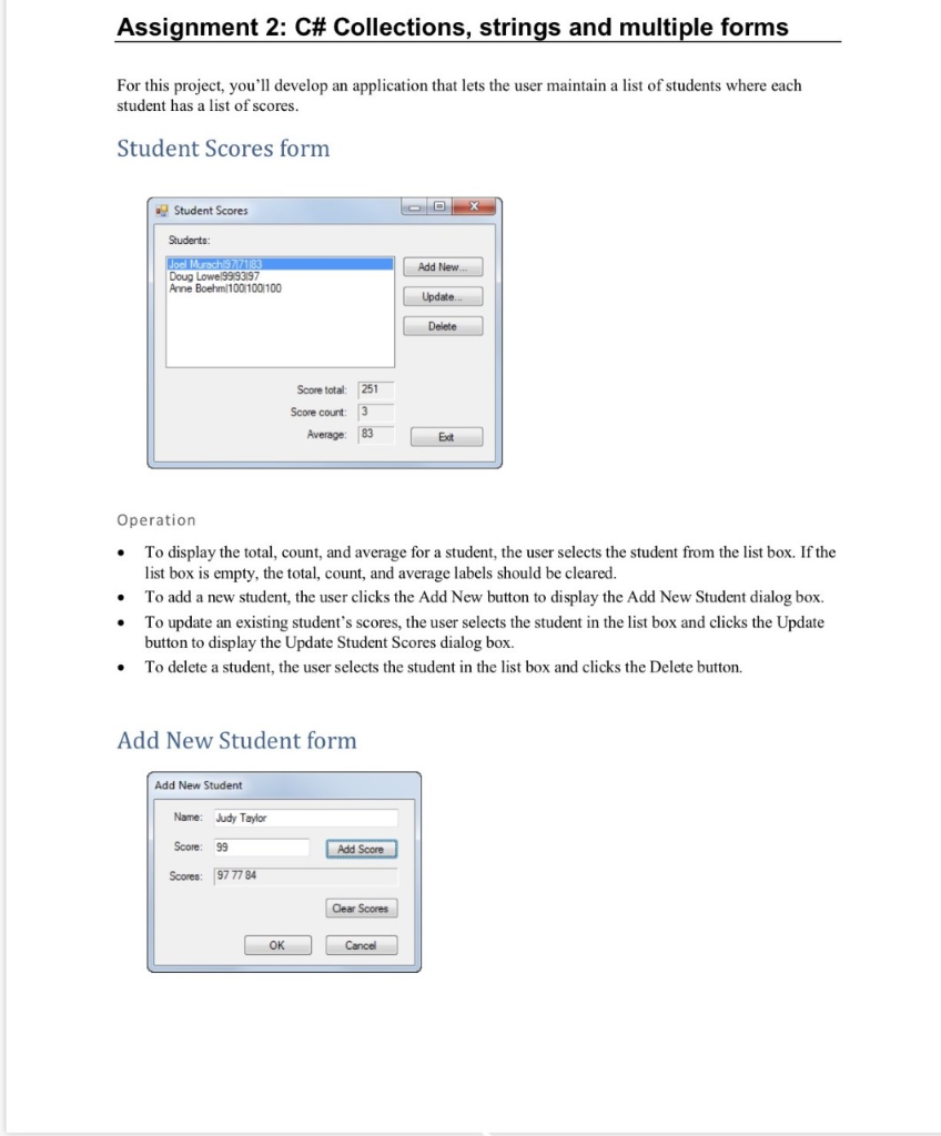 Answered: Visual Basic C# form, using collections, strings,