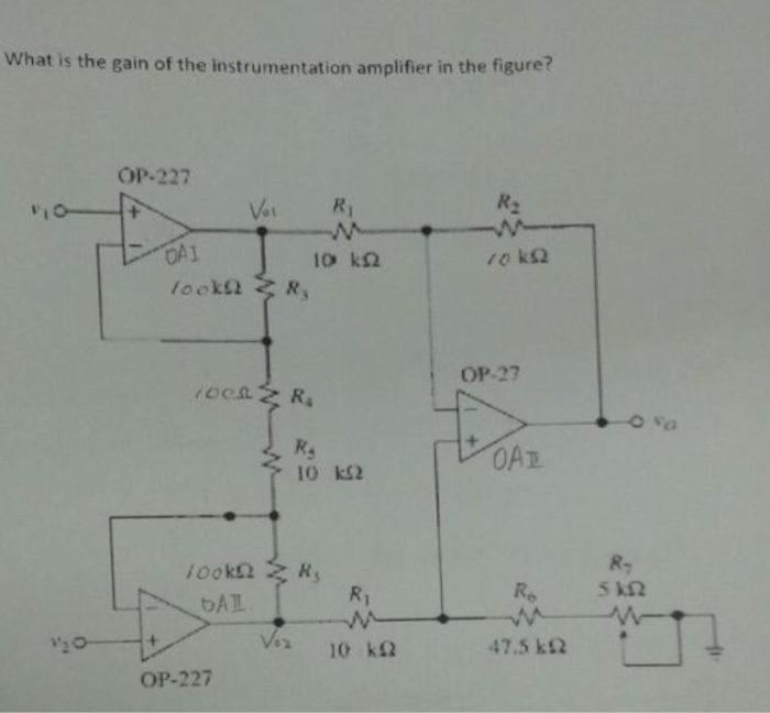 Solved What is the gain of the instrumentation amplifier in