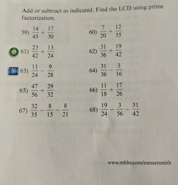 Solved Add or subtract as indicated. Find the LCD using | Chegg.com