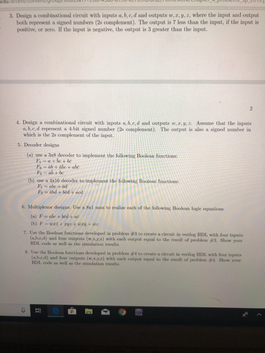 Solved edu 3. Design a combinational circuit with inputs a, | Chegg.com
