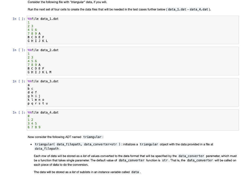 Solved Consider the following file with "triangular" data, | Chegg.com