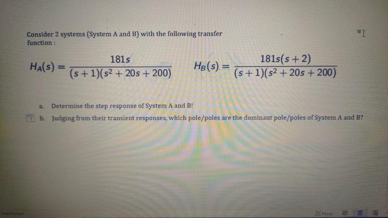 Solved Consider 2 systems (System A and B) with the | Chegg.com
