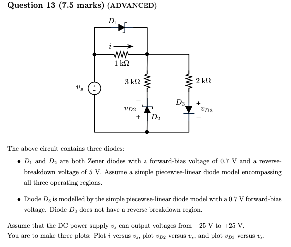 Solved Question 13 (7.5 marks) (ADVANCED) The above circuit | Chegg.com