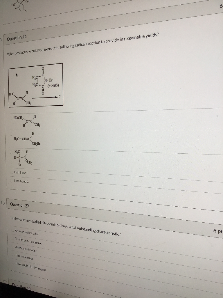 Solved Oh No Question 26 What Product S Would You Expect Chegg Com