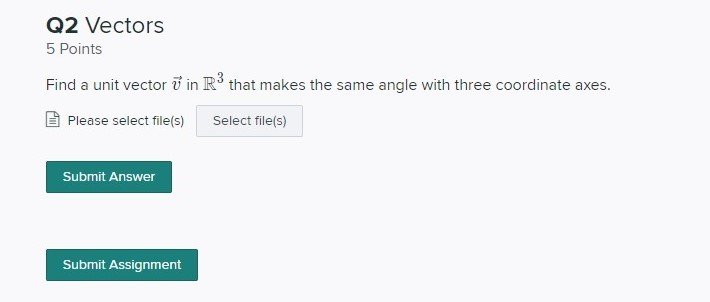 Solved Q2 Vectors 5 Points Find a unit vector v in R that | Chegg.com