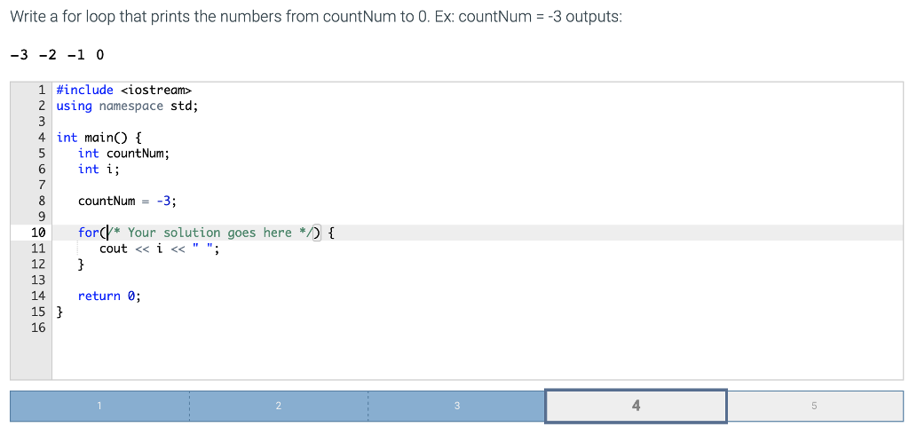 solved-write-a-for-loop-that-prints-the-numbers-from-coun