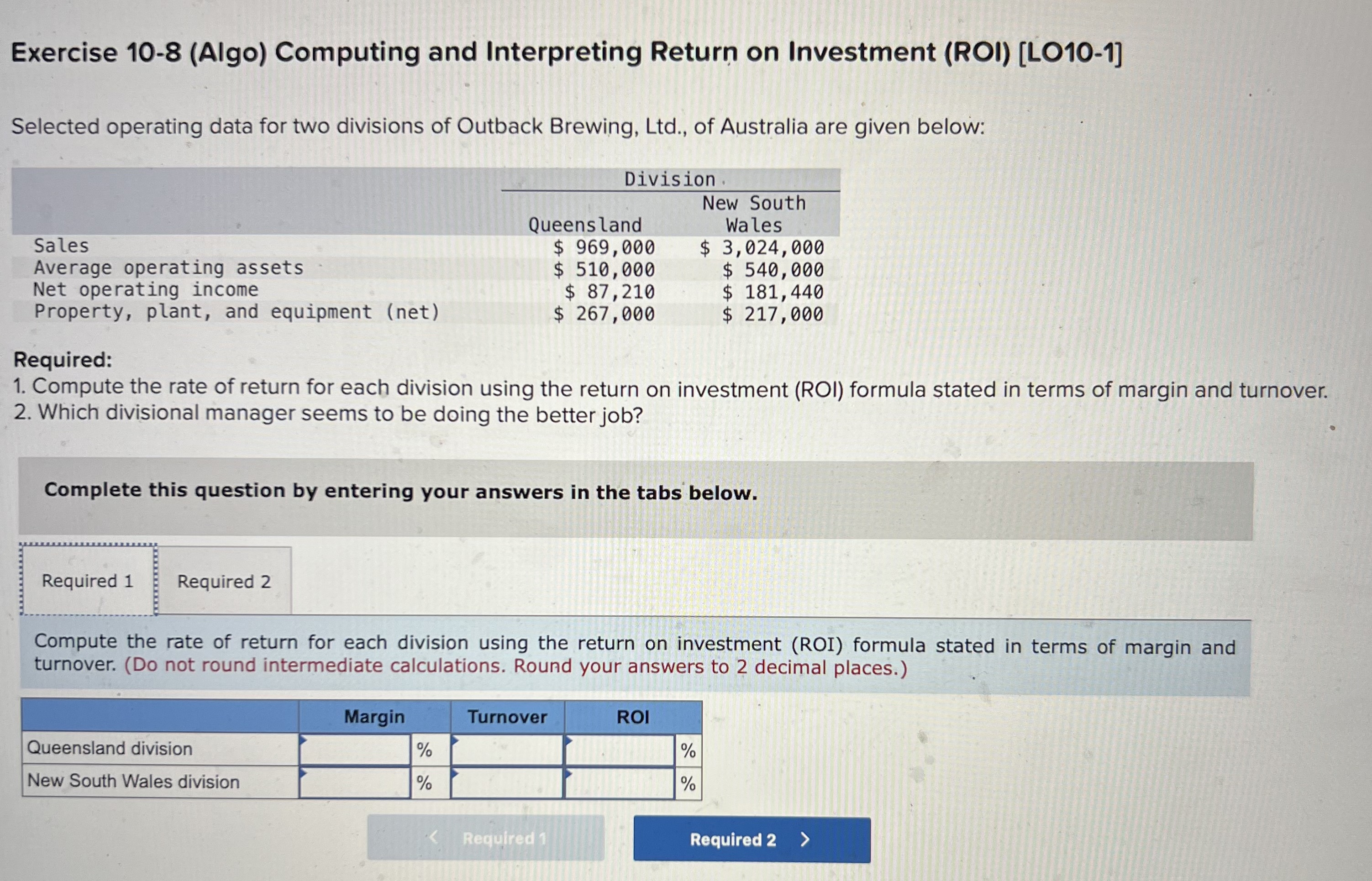 Solved Exercise 10-8 (Algo) Computing And Interpreting | Chegg.com