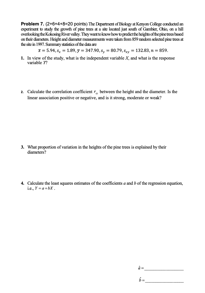 Solved Problem 7. (2+6+4+8=20 points) The Department of | Chegg.com