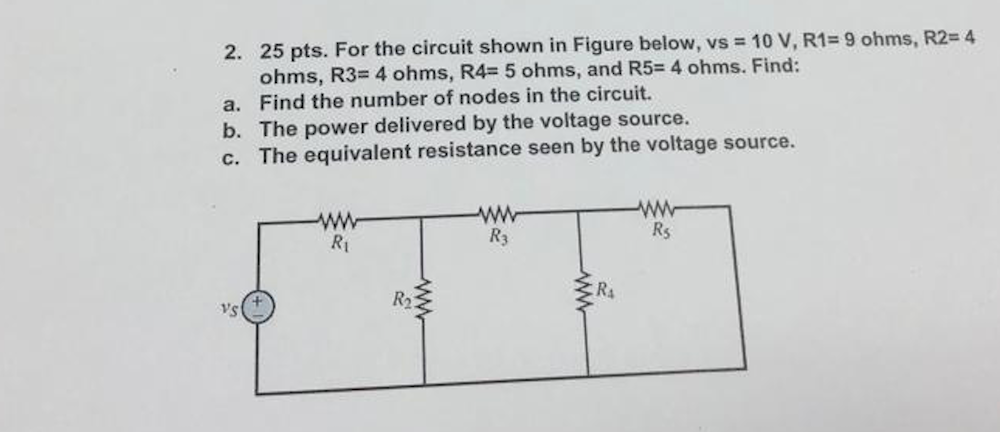 Solved 2. 25 pts. For the circuit shown in Figure below, vs | Chegg.com