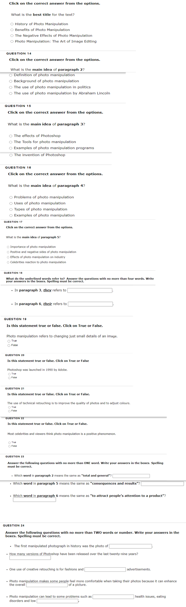 Solved Section Two: Reading Read the text and answer the | Chegg.com
