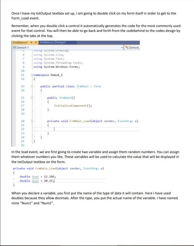 Solved Demo 4-1 First create a new application in Visual | Chegg.com