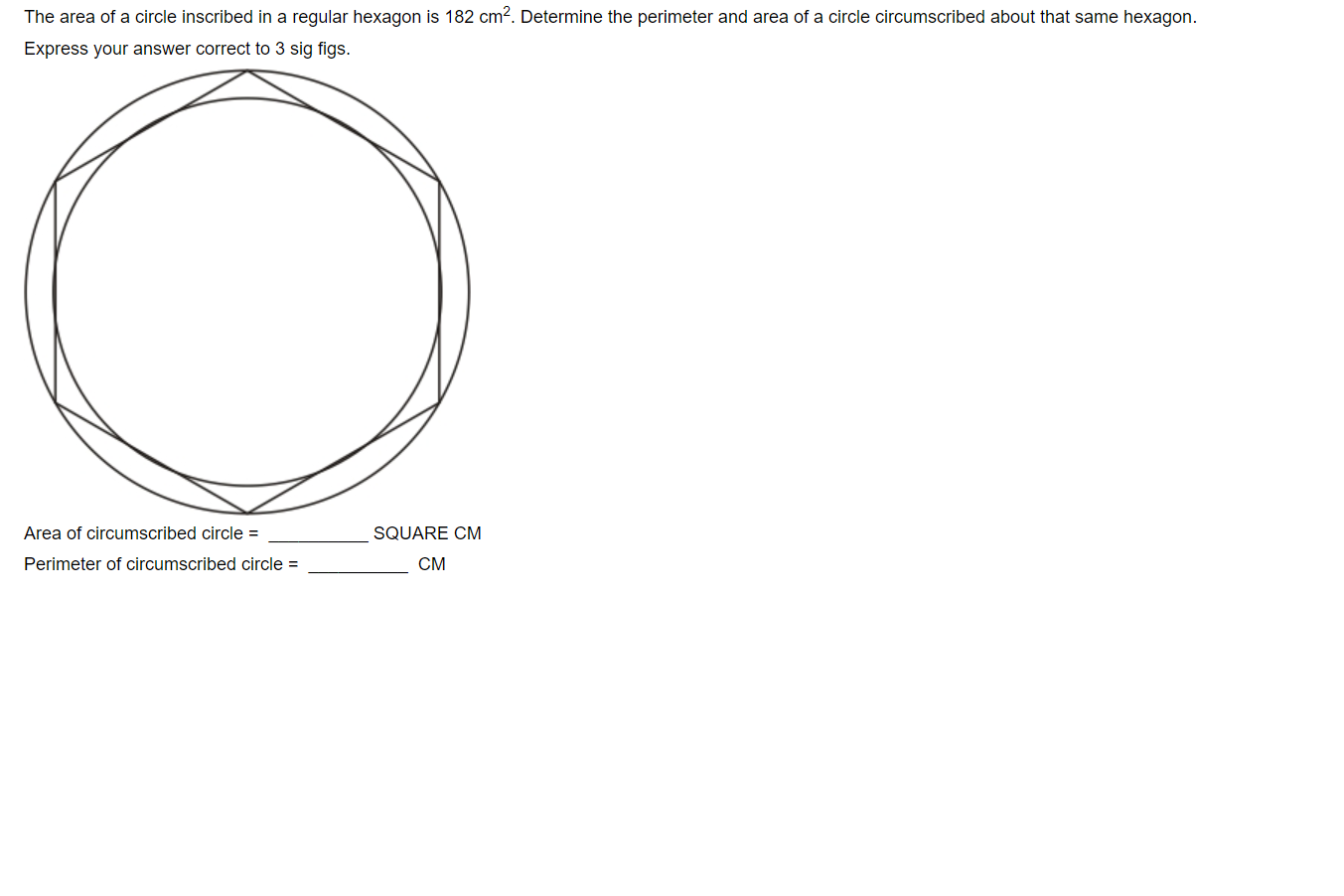 Solved The area of a circle inscribed in a regular hexagon | Chegg.com