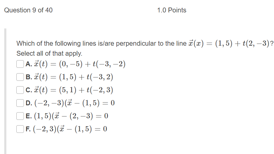 Solved Question 9 Of 40 1 0 Points Which Of The Following Chegg Com