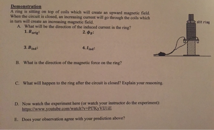 Solved Demonstration A ring is sitting on top of coils which | Chegg.com