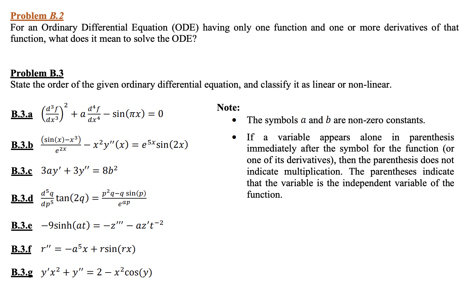 Solved Problem B.2 For An Ordinary Differential Equation | Chegg.com