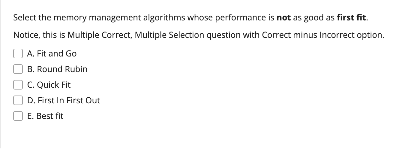 Solved Select The Memory Management Algorithms Whose | Chegg.com