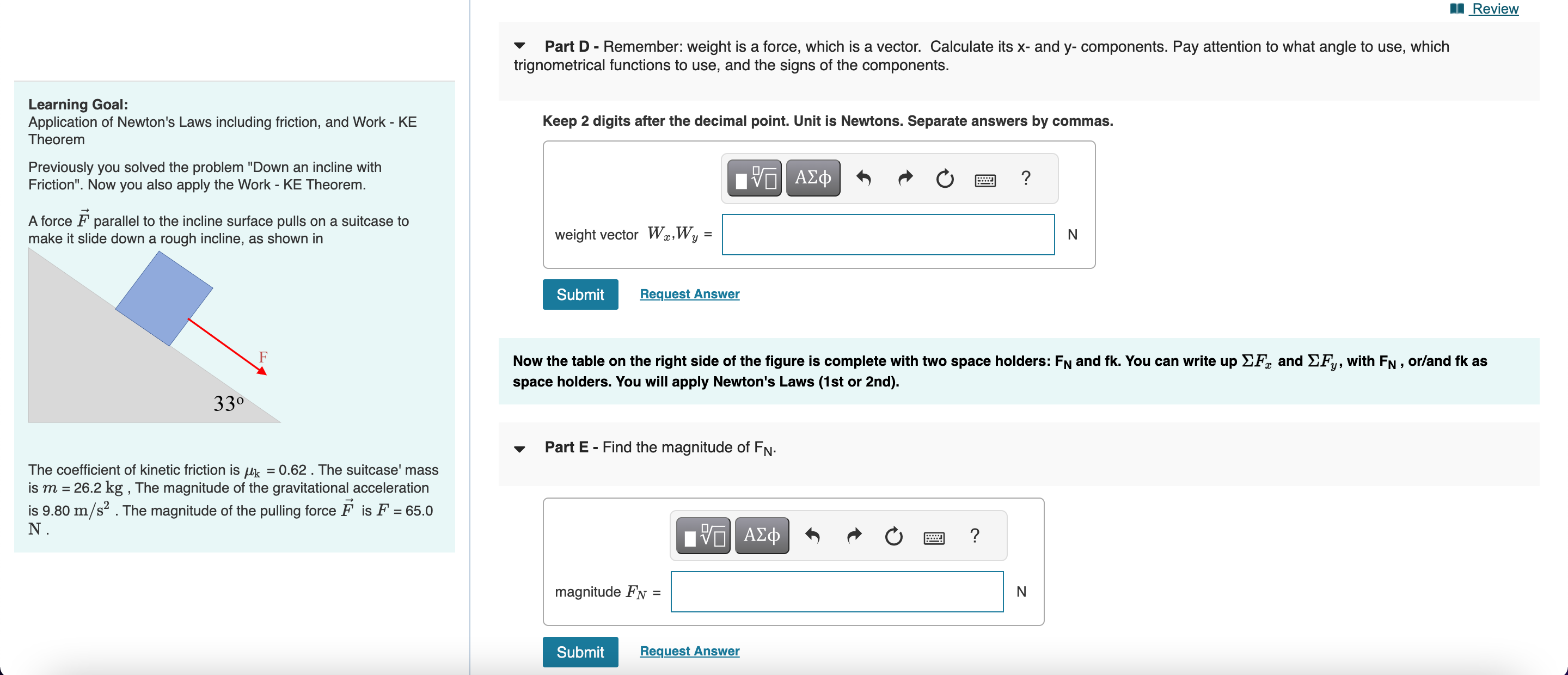 Solved In addition to the pulling force F there are 3 other | Chegg.com