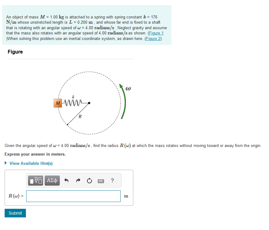 Solved An object of mass M=1.00 kg is attached to a spring | Chegg.com