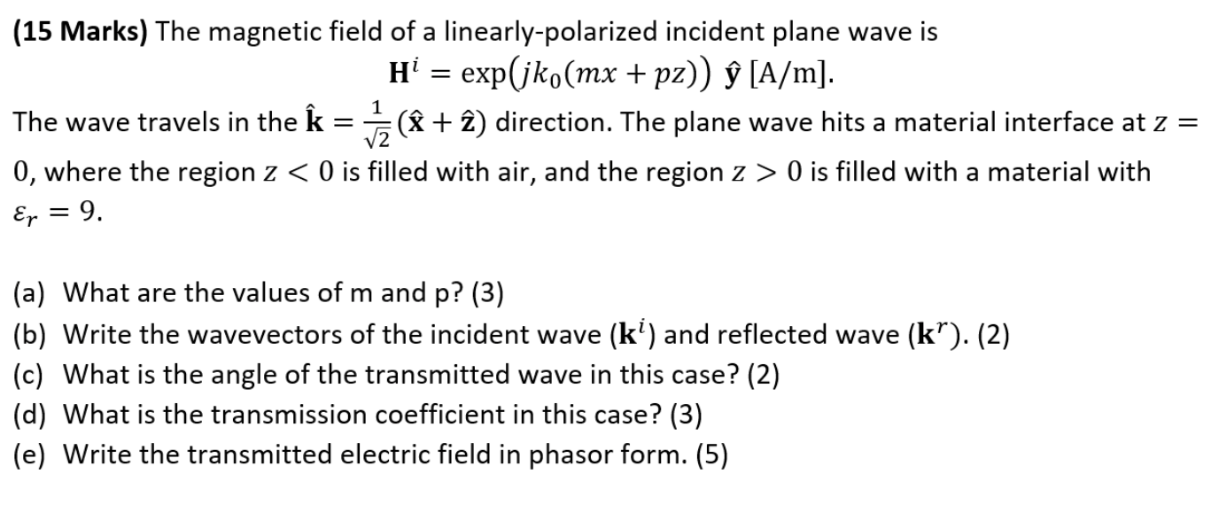 Solved 15 Marks The Magnetic Field Of A Linearly Polari Chegg Com