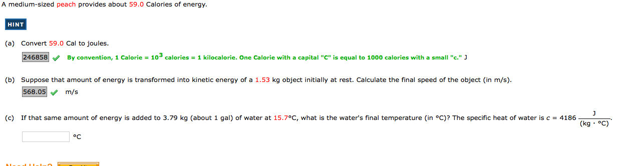 Solved A Medium Sized Peach Provides About 59 0 Calories Chegg Com