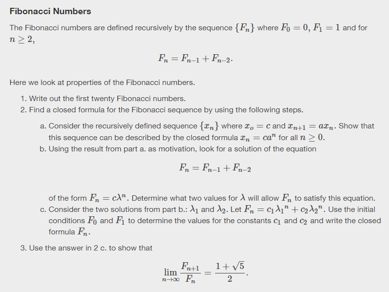 Solved Fibonacci Numbers The Fibonacci numbers are defined | Chegg.com