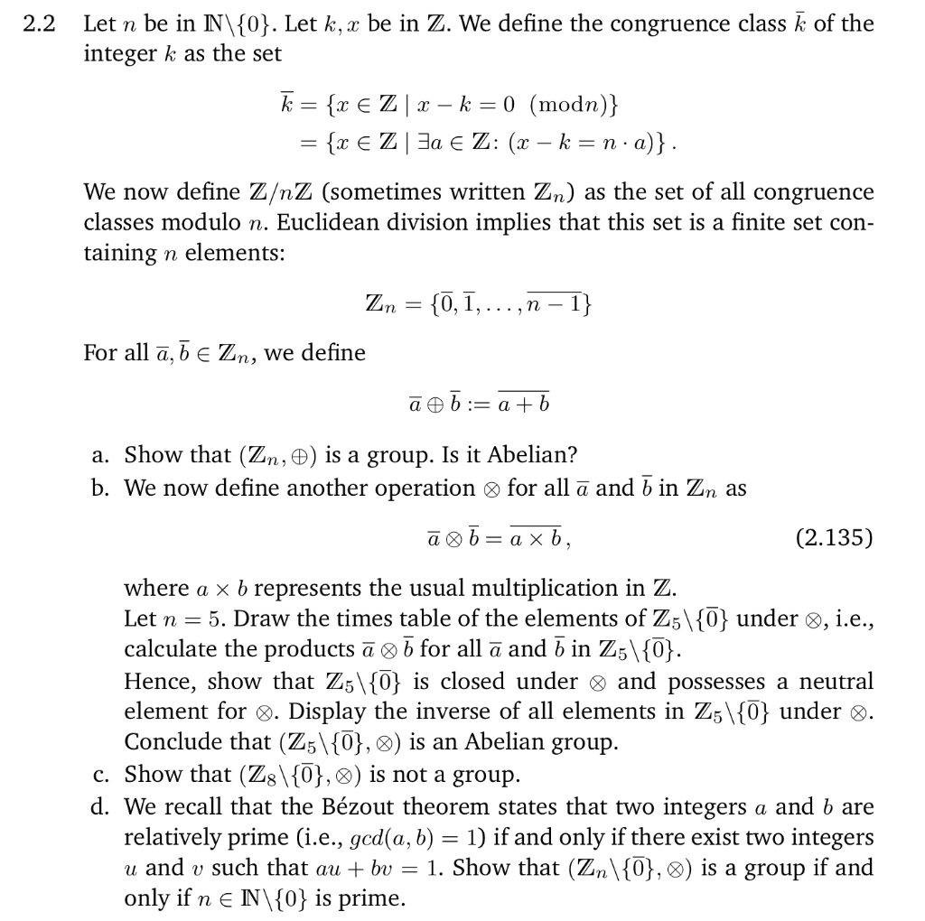 Solved 2 2 Let N Be In In {0} Let K X Be In Z We Define