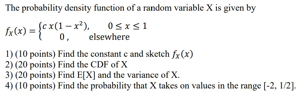 Solved The Probability Density Function Of A Random Variable | Chegg.com