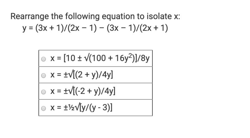 Solved Rearrange the following equation to isolate x: y = | Chegg.com