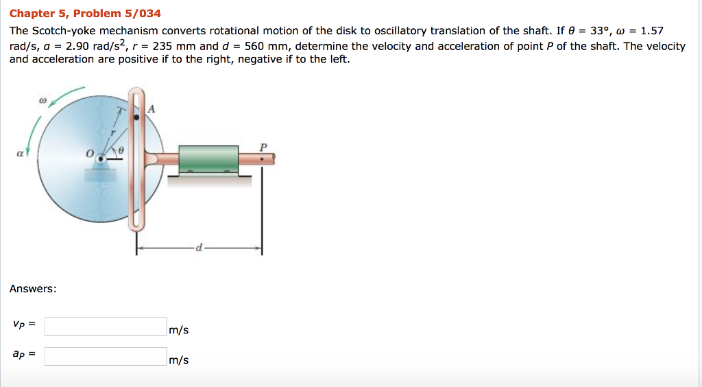 Solved Chapter 5, Problem 5/034 The Scotchyoke mechanism